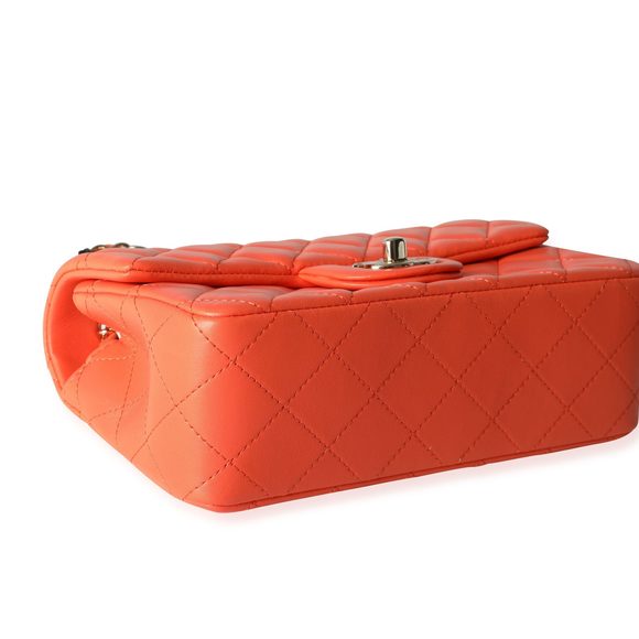 Chanel Orange Quilted Lambskin Classic Mini Flap Bag - Picture 7 of 8